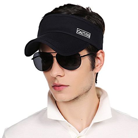 CACUSS Men's Cotton Sun Visor Caps Sports Beach Golf Hat with Adjustable Nylon Buckle Outfits Sporty, Beach Golf, Visor Cap, Golf Hat, Golf Hats, Sun Visor, Sun Shade, Head Circumference, Modern Colors