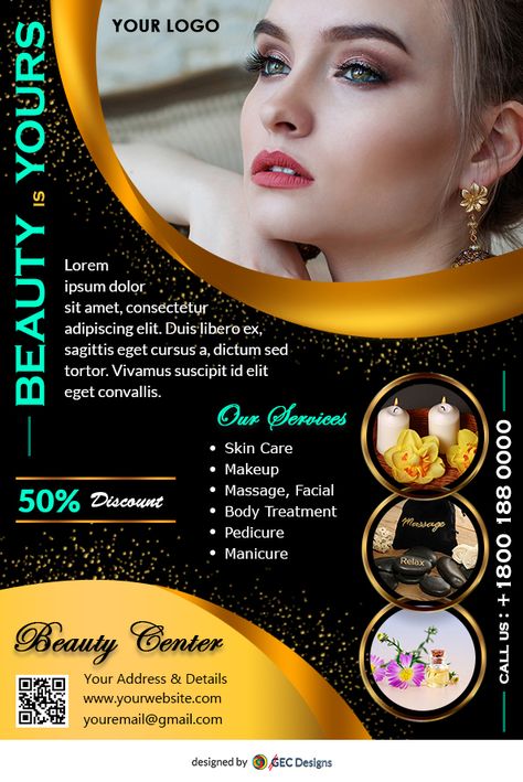 Beauty Parlour Card Design, Beauty Parlour Poster Design Ideas, Make Up Flyer Design, Beauty Parlour Poster, Beauty Parlour Poster Design, Beauty Parlour Banner Design, Beauty Salon Graphic Design, Salon Poster Design, Beauty Salon Flyer Design