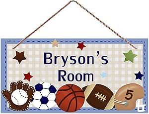 Boys Room Blue, Kids Door Signs, Baseball Bedroom, Kids Room Sign, Sport Bedroom, Bedroom Door Signs, Nursery Canvas, Boy Wall Art, Kids Signs