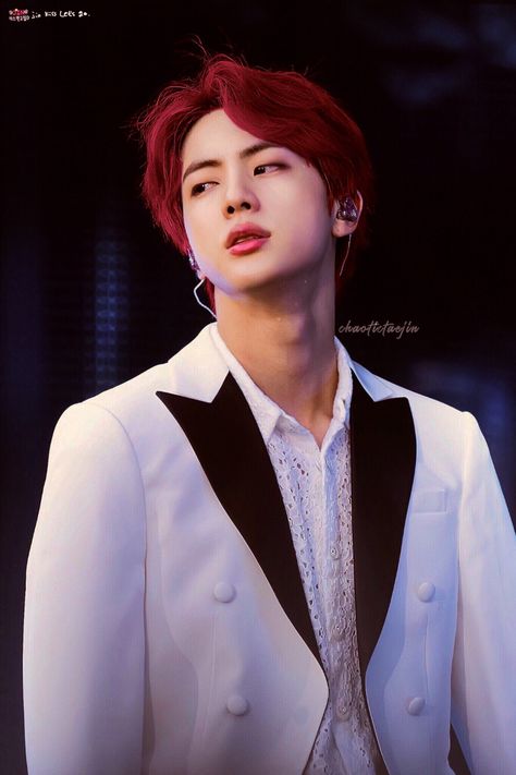 Jin Red Hair, Jin Hair, Jin Photo, Jin Bts, Blood Moon, Pop Bands, Worldwide Handsome, Hair Colour, Bts Jin