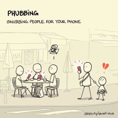 Someone sat in a cafe being phubbed by their friends on their phones while a parent and child walks by, gently heartbroken by being upstaged by a phone People On Their Phones, Visual Archive, Root Words, Staring At You, Sketch Notes, Conceptual Photography, People Talk, Normal Life, New Generation