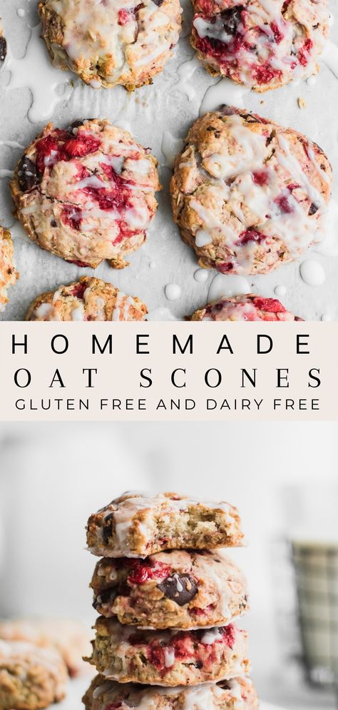 Oat Scones, Roasted Strawberry, Strawberry Scones, Baked Sweets, Sweet Glaze, Gf Breakfast, Dairy Free Breakfasts, Roasted Strawberries, Strawberry Chocolate