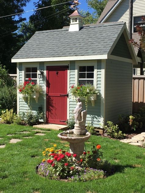 Shed Colours Ideas, Shed Patio Ideas, Veggie Stand, Build Shed, Cottage Garden Sheds, Coop Decor, Easy Shed, Shed Landscaping, Shed Windows