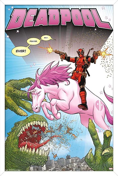 Deadpool Unicorn, Deadpool Poster, Unicorn Frame, Marvel Comics Deadpool, Comic Frame, Unicorn Poster, Movie Artwork, Comic Poster, Unicorn Wall