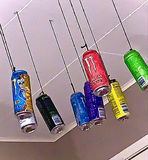 high saturation monster energy drink vibrant colors Hanging Monster Cans, Monster Cans Diy, Grunge Room Ideas, Monster Drink, Monster Room, Monster Decorations, Monster Wall, Diy Monsters, Monster Craft