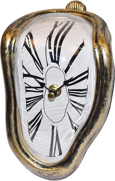 Amazon.com: FAREVER Melting Clock, Salvador Dali Watch Melted Clock for Decorative Home Office Shelf Desk Table Funny Creative Gift，Rome Antique Gold Salvador Dali Watch, Dali Watch, Melted Clock, Dali Clock, Home Office Shelf, Terrace Bar, Home Office Shelves, Melting Clock, Office Shelf