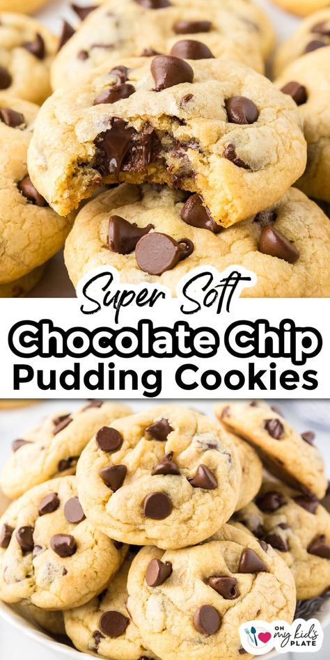 Chocolate Chip Pudding Cookies Best, Jello Pudding Cookies Recipe, Pudding Chocolate Chip Cookie Recipe, Cookie Recipes With Pudding, Chocolate Chip Pudding Cookies Recipe, Instant Pudding Cookies, Recipes With White Chocolate Pudding, Chocolate Chip Cookies With Vanilla Pudding, Vanilla Pudding Chocolate Chip Cookies