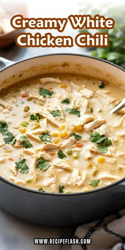 Craving a unique twist on traditional chili? This creamy white chicken chili recipe offers a delightful blend of flavors and textures that will impress everyone at the table. Make sure to save this easy-to-follow recipe to keep your chili nights exciting and delicious! Allrecipes White Chicken Chili, White Chicken Chili Sour Cream, Low Card White Chicken Enchiladas, White Chicken Chili For Diabetics, White Chicken Chili Without Corn, White Chicken Chili Heavy Cream, White Bean Chicken Chili With Cream Cheese, White Chicken Chili Without Cream Cheese, Texas White Chicken Chili