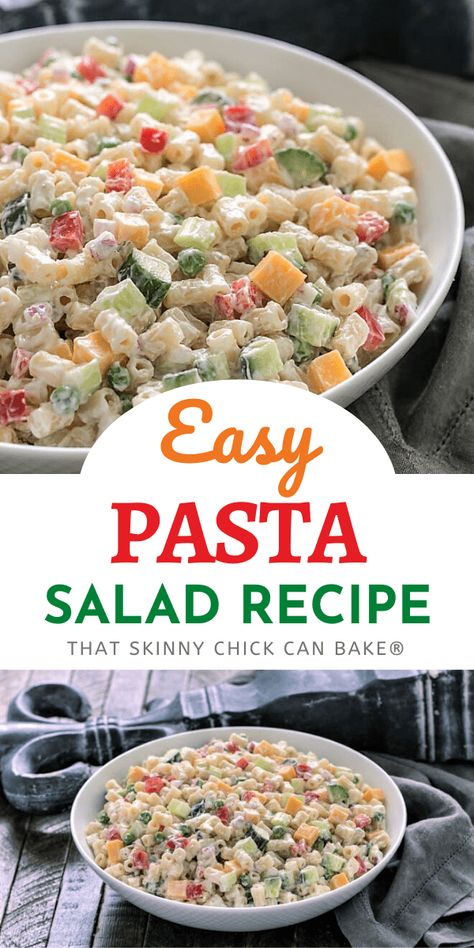 Easy Pasta Salad with a creamy yogurt dressing -  This macaroni salad is perfect for a summer barbeque and easily adapted with your favorite ingredients. This will become your favorite picnic and potluck side dish! Creamy Pasta Salad Dressing, Baking Recipes Sweet, Salad With Yogurt Dressing, Picnic Side Dishes, Happy Habits, Potluck Side Dishes, Summer Barbeque, Picnic Recipes, Healty Dinner