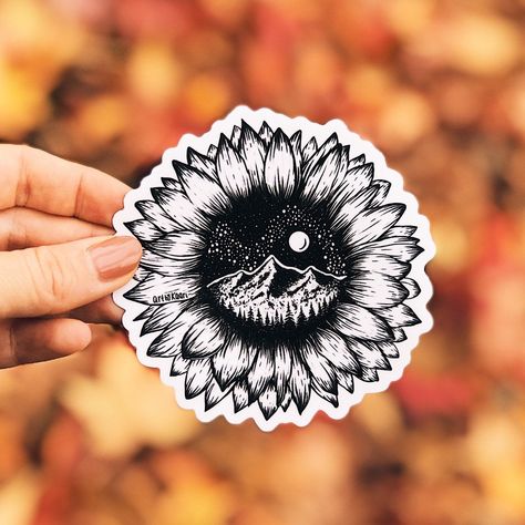 Mountain Sunflower Vinyl Sticker Boys With Tattoos, Sunflower Tattoos, Become Wealthy, Sunflower Tattoo, Piercing Tattoo, Love Tattoos, Pretty Tattoos, Pics Art, Waterproof Vinyl