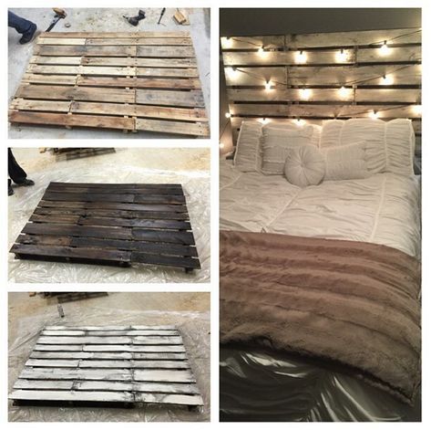 Wood Pallet Bed Frame, Pallet Wood Headboard, Wood Pallet Beds, Diy Bed Headboard, Pallet Bed Frame, Pallet Headboard, Pallet Bed, Diy Bed Frame, Diy Headboards