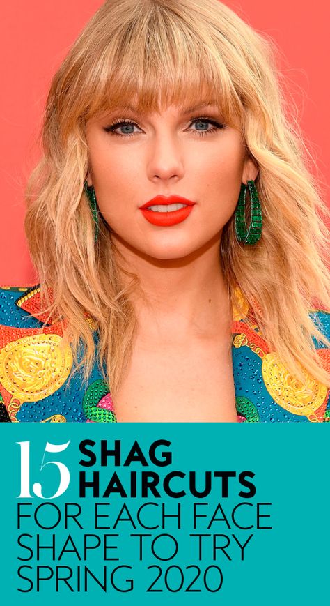 Long, short, with or without bangs, the shag is one of the few haircuts that's not defined by length. And that's exactly what makes it such a versatile cut. Instead, the shag is characterized by heavy, face-framing layers that give any hair type extra texture and movement. If you've yet to consider the shag for your next haircut, you will after you see these celebrity cuts. Keep reading for the15 best shags for any face shape. #shaghaircut #hairstyles Shag Haircut Heart Shaped Face, Shag Haircut Oblong Face, Medium Shag Haircuts Without Bangs, Shag Cut Without Bangs, Shag Hairstyles Without Bangs, Shag Without Bangs Hairstyles, Shag Hairstyles Medium Side Part, Round Face Shag Haircut, Layered Shag With Fringe Round Face