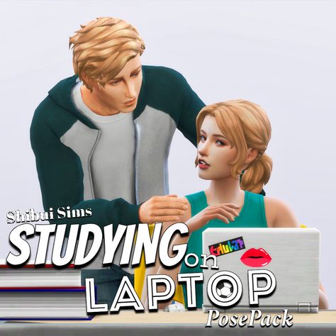 TS4 Poses on Tumblr Studying On Laptop, Cc Clutter, Sims4 Poses, Duo Poses, Sims Poses, Sims 4 Stories, Ts4 Poses, Sims 4 Blog, Sims Stories