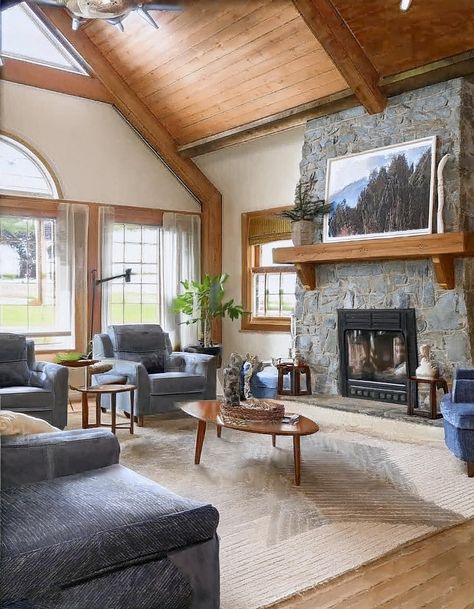 15 Excellently Vaulted Ceiling Living Room Ideas Vaulted Ceiling Living Room Ideas, Beam Vaulted Ceiling, Ceiling Living Room Ideas, Rustic Beams, Vaulted Ceiling Ideas, Mom Inspo, Vaulted Ceiling Living Room, Modern Lights, Wooden Living Room