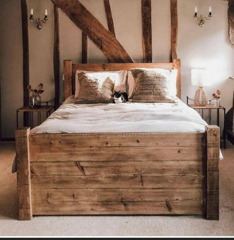 Homemade Wooden Bed Frame, Handmade Wooden Bed Frame, Heart Bed, Rustic Platform Bed, Rustic Bed, Rustic Bed Frame, Country Style Bedroom, Solid Bed, Country Bedding