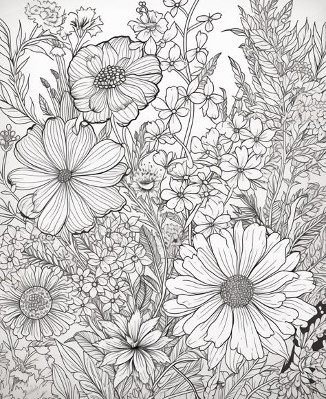 Flower Coloring Page for Adults, detailed coloring page. coloring book page coloring book page for adults detailed coloring book botanical coloring book flowers of all kinds 50 flower coloring pages Botanical Coloring Pages, Flower Coloring Pages For Adults, Flowers Coloring Pages, Airplane Coloring Pages, Book Page Flowers, Penguin Coloring Pages, Adult Coloring Books Printables, Flowers Coloring, Zentangle Artwork