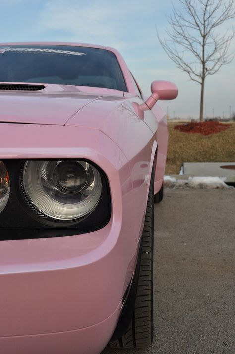 Pink Dodge Challenger, Pink Challenger, Dodge Challenger Srt8, Challenger Srt8, Pink Cars, Overland Park Kansas, Dodge Charger Hellcat, Wide Body Kits, Girly Car