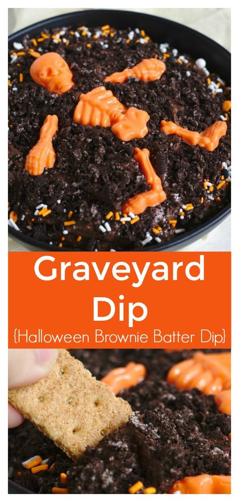 Graveyard Dip, Appetizer Halloween, Halloween Brownie, Brownie Batter Dip, Halloween Dip, Halloween Appetizer, Pasteles Halloween, Halloween Brownies, Dessert Halloween