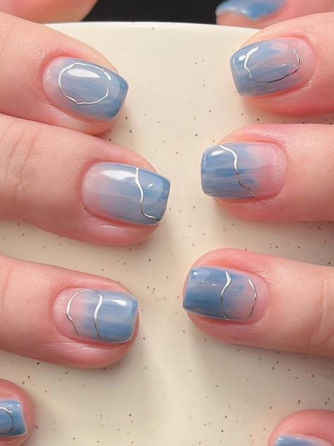 Blue Ombre Nails, Blue Ombre, Ombre Nails, Nail Designs, Nail Polish, Nail Art, Nails, Blue, White