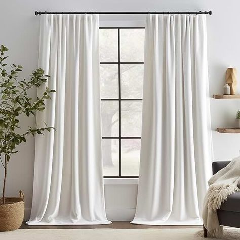 Amazon.com: Korean Decor For Bedroom White Velvet Curtains, Korean Decor, White Curtains Living Room, Insulated Drapes, Long Room, Thick Curtains, Insulated Curtains, Luxury Curtains, Long Curtains