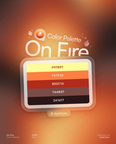 🐦‍🔥 On Fire • Color Palette The #Gradient is made with tons of love. Sharing each of the 🎟️ Color Tickets with the representative color codes. You are free to pick a swatch and let me know what it reminds you of! Make sure to comment or dm me with questions! 🫶🏻 All the mesh gradients from the collection will be up to grab on my links! 🐦‍🔥 • #stunninggradients #colorpalette #designinspiration #gradient #gradients #color #colors #palette #graphicdesign #graphicdesigner #dotuiux #uiux #ui #w... App Color Palette, Fire Color Palette, Gradient Color Palette, Gradient Palette, Mesh Gradient, Accessories Drawing, Ui Color, Gradient Color Design, App Screenshots