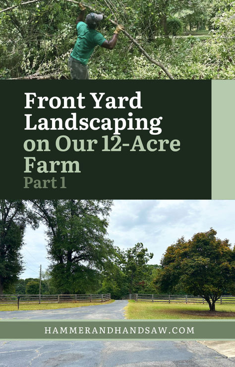 DIY Front Yard Landscaping on a farm 1 Acre Landscaping Ideas With Pool, Landscaping Acreage Ideas, One Acre Landscaping Design, Farm Front Yard, 1 Acre Farm Layout, 10 Acre Farm Layout, Acreage Landscaping Ideas Country Life, Farm Landscape Design, Diy Front Yard Landscaping