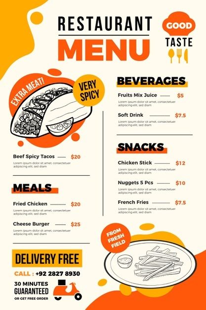 Menu Ideas Restaurant, Menu Design Restaurant, Christmas Menu Design, Mexican Food Menu, Flat Design Poster, Restaurant Menu Ideas, Tacos Menu, Menu Design Layout, Food Business Card