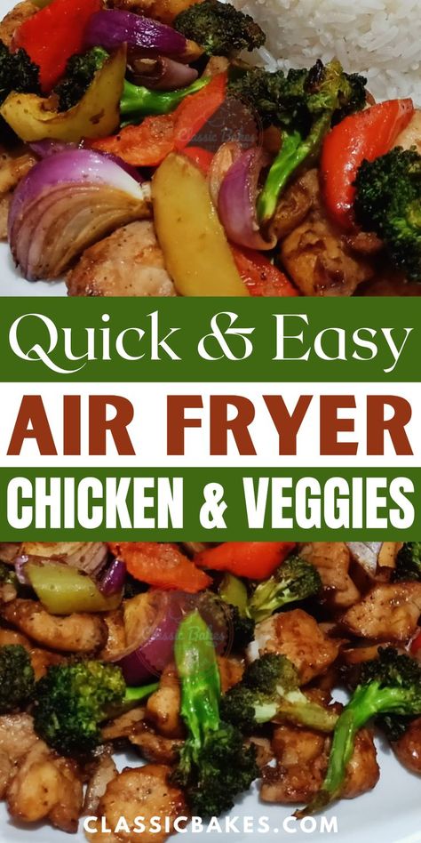 Lean Meat And Vegetable Recipes, Chicken Stir Fry In Air Fryer, Air Fryer Chicken Stirfry, Air Fryer Hibachi Chicken And Vegetables, Chicken And Veggies Air Fryer, Air Fryer Chicken And Vegetables, Air Fryer Stir Fry, Air Fry Vegetables, Rice Air Fryer