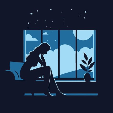 Sad woman sitting on the windowsill at n... | Premium Vector #Freepik #vector #relax #isolation #relaxation #illustration Relaxation Illustration, Woman Sitting, Woman Illustration, Window Sill, Premium Vector, At Night, Graphic Resources, Relaxation, Vector Illustration