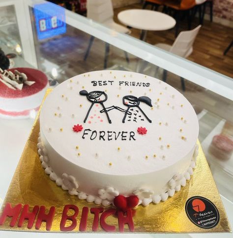 Friendship Cake Design Friends, Bff Cake Ideas Best Friends, Bff Birthday Cake, Friendship Birthday Wishes, Friendship Cake, Friends Birthday Cake, Bff Birthday, Simple Cake Designs, Chocolate Cake Decoration