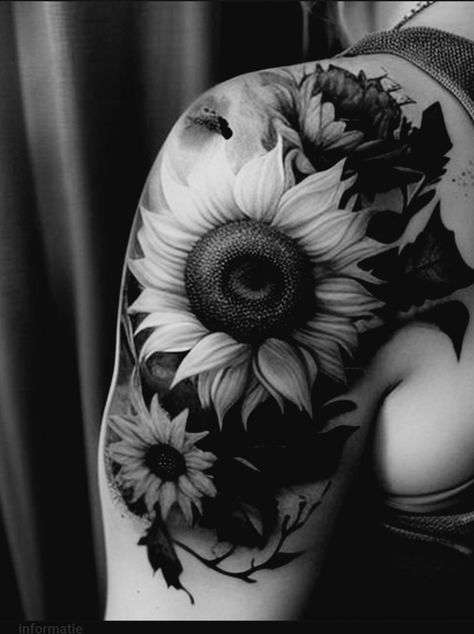 Dark Sunflower Tattoo, Dark Sunflower, Sunflower Tattoos, Sunflower Tattoo, Sunflower, Sun, Tattoos, Flowers