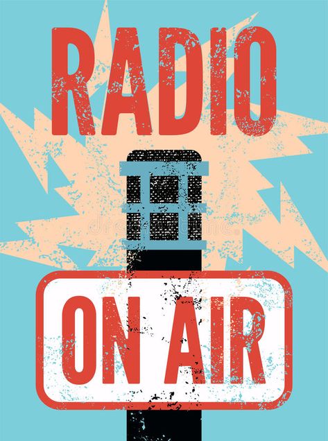 Typographic retro grunge radio station poster. Microphone On air. Vector illustr #Sponsored , #paid, #SPONSORED, #grunge, #Typographic, #station, #radio Radio Poster Design, Radio Poster, On Air Radio, Calendar Graphic, Radio Design, Poster Design Layout, Retro Radio, Radio Wave, Old Radios