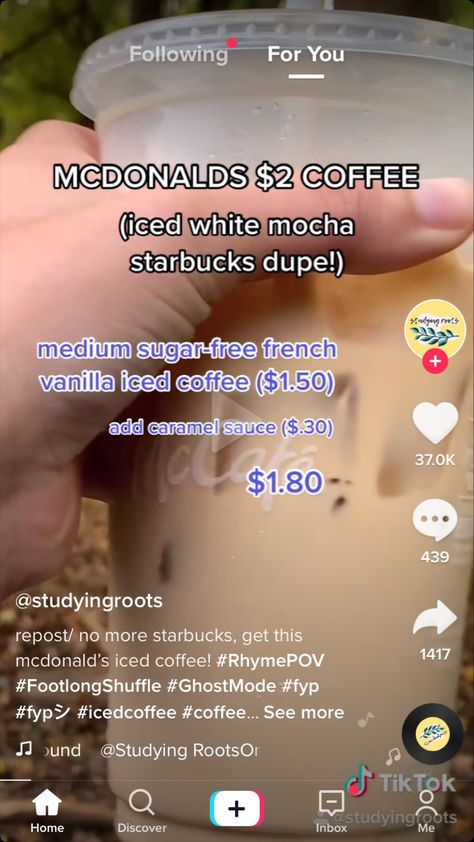 Mcdonald's Coffee Drinks, Mcdonald’s Iced Coffee Recipe, Mcdonalds Coffee Drinks, Mcdonalds Iced Coffee, Coffee Drinks Ideas, Pescatarian Lifestyle, Mcdonalds Coffee, Iced White Mocha, Free Mcdonalds