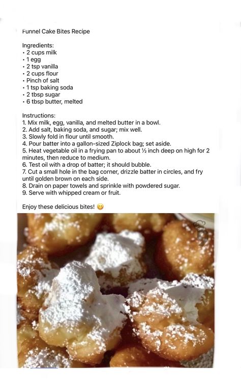 Funnel Cake Bites Funnel Cake Bites Easy, Funnel Cake Recipe Easy, Funnel Cake Bites, Funnel Cake Fries, Funnel Cake Recipe, Funnel Cakes, Cake Bites, Funnel Cake, Spice Recipes