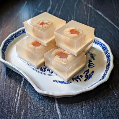 Cantonese Food Recipes | Hello everyone! I'm in love with agar jelly desserts, so I made this Coconut lychee jelly Lychee Jelly, Jelly Desserts, Cantonese Food, Coconut Cream, Party Food, Hello Everyone, Jelly, Sweet Treats, Coconut