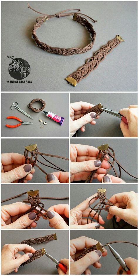 Crochet Braids Tutorial, Braids Tutorial, Diy Leather Bracelet, Diy Bracelets Tutorials, Tutorial Ideas, Cord Jewelry, Jewelry Making Project, Crochet Bracelet, Braided Bracelet