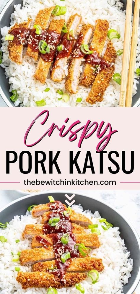 Try this Pork Katsu recipe for a simple, scrumptious, and satisfying dish that boasts some of the juiciest, crunchiest pork cutlets you have ever encountered. The cutlets are hand-breaded in panko before frying for an extra airy, extra crispy, totally irresistible exterior. The pork cutlet then gets drenched in a mouthwatering katsu sauce. Pork Katsu Recipe, Pork Tonkatsu Recipe, Pork Tonkatsu, Katsu Sauce, Pork Katsu, Pork Cutlet Recipes, Katsu Recipes, Recipe For Pork, Chicken Cutlet Recipes