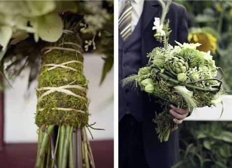 Whimsical Moss Wedding Bouquet Ideas Woodland Wedding Bouquet, Whimsical Wedding Theme, Sheet Moss, Moss Wedding, Wedding Bouquet Ideas, Cottagecore Wedding, Enchanted Garden Wedding, Storybook Wedding, Garden Theme Wedding