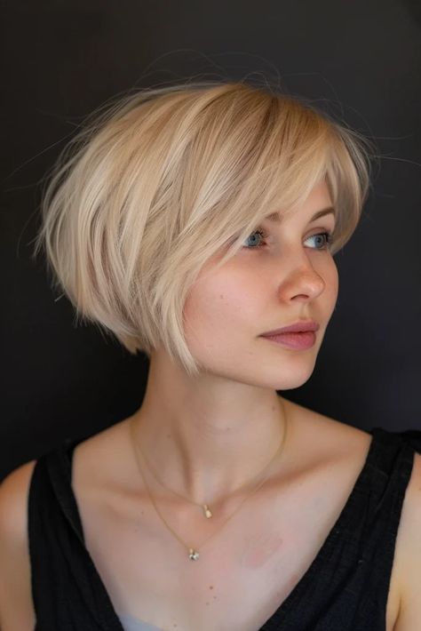 Short Textured Bob Fine Hair, Short Bob Haircuts 2024, Plus Size Pixie Haircut Double Chin, Classy Short Hair, Ear Length Hair, Short French Bob, Very Short Bob, Short Hair Accessories, Chic Short Hair