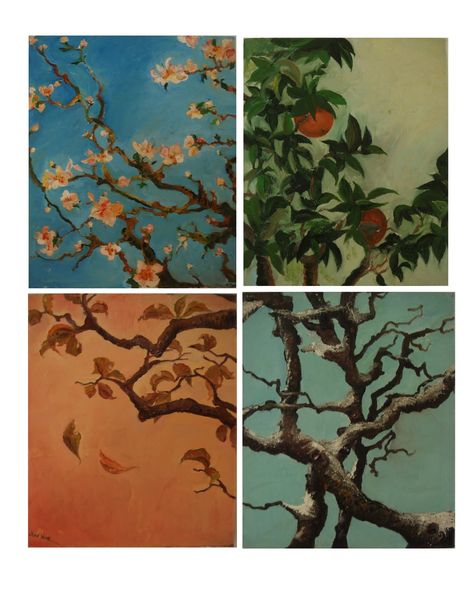 #seasons #wheel of the year Seasons Artwork, Four Seasons Painting, Seasons Painting, Four Seasons Art, Sister Art, Gcse Art Sketchbook, Seasons Art, Time Art, A Level Art