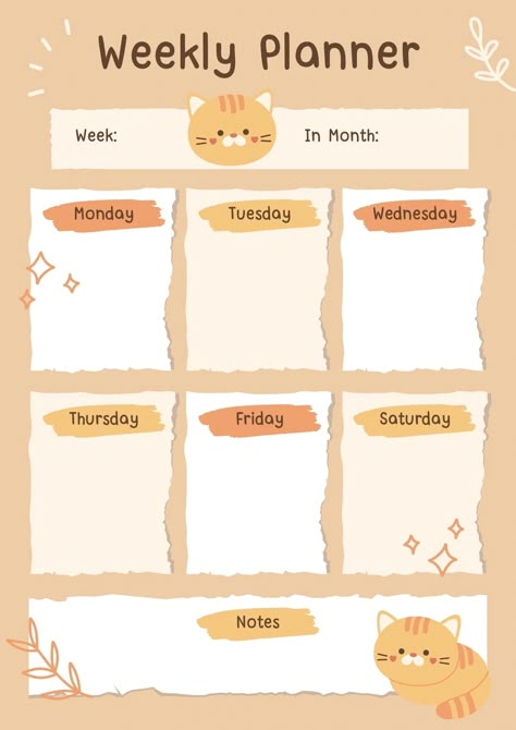 Weekly Planner For Kids, Weekly Planner Print, Planner For Kids, Mail Art Envelopes, Weekly Schedule Planner, Online Scrapbook, Journal Inspiration Writing, Note Pad Design, Bullet Journal Notes