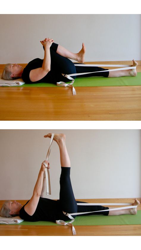 Yoga With Bolster, Supta Padangusthasana, Yoga Strap Stretches, Strap Stretches, Yoga With Props, Yoga Posses, Yoga Rope, Wall Yoga, Yoga Themes