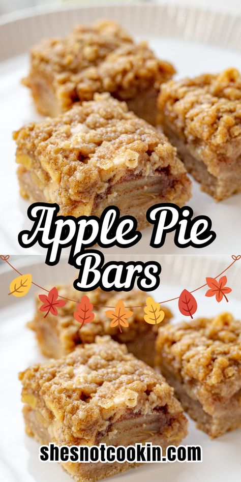 Apple pie bars on a plate. Quick And Easy Apple Pie Bars, Apple Dessert Recipes For 2, Apple Strudel Bars Recipe, Simple Apple Pie Filling Recipes, Small Batch Apple Pie Bars, Make Ahead Apple Pie To Freeze, Ritz Apple Pie Recipe, Apple Bar Recipes Easy, Thanksgiving Bar Recipes