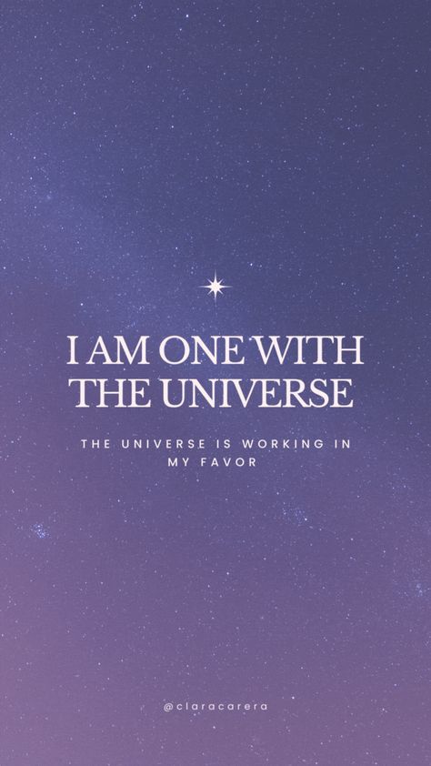 morning affirmation: i am one with the universe, the universe is working in my favor Universe Conspires In My Favor, I Am The Universe, Thank The Universe, One With The Universe, Dear Universe, Abundance Manifestation, Give Me Everything, Vision Board Affirmations, Morning Affirmations