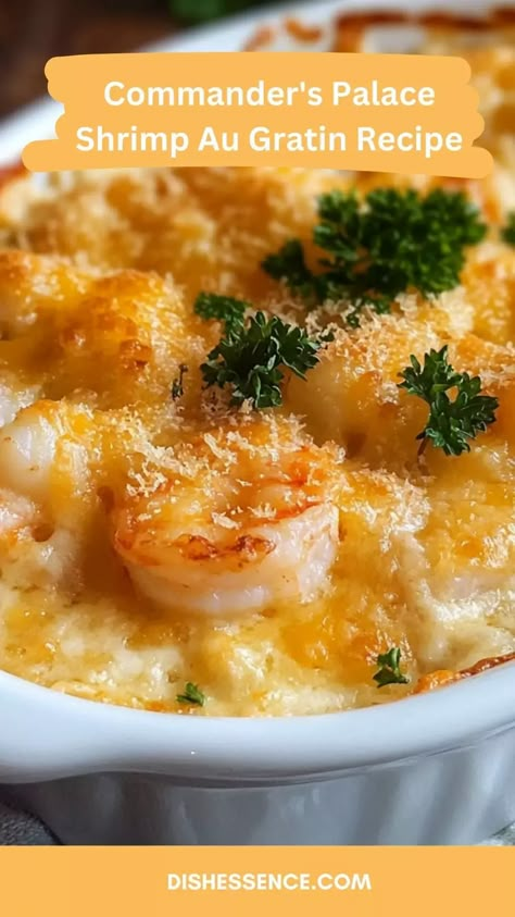 Fish Gratin Recipe, Lobster Au Gratin Recipe, Fish Au Gratin Recipe, Shrimp Gratin Recipes, Shrimp Au Gratin Recipes, Crab Au Gratin Recipe, Scallop Casserole, Shrimp Au Gratin, Shrimp Gratin