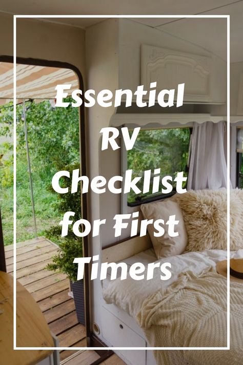 First Rv Trip Checklist, Tv Camping Checklist, Rv Essentials List, First Time Rv Camping Checklist, First Time Camper Checklist, Rv Supply Checklist, Rv Packing List Rv Checklist, Must Have Camper Accessories, Camper Necessities List