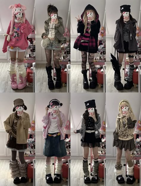 Harajuku Fashion Winter, Winter Harajuku Outfits, Japanese 2010s Fashion, Harajuku Fall Fashion, Dark Gyaru Fashion, Gyaru Winter Fashion, Harajuku Y2k Fashion, Winter Japanese Fashion, Harajuku Winter Fashion