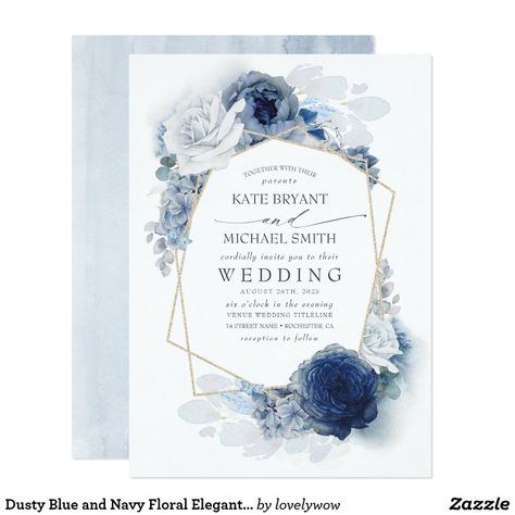 Dusty Blue And Navy, Blue Hydrangea Wedding, Blue Floral Wedding, Modern Baby Shower Invitations, Navy Blue Wedding Invitations, Navy Wedding Invitations, Hydrangeas Wedding, Navy Blue Flowers, Hydrangea Not Blooming