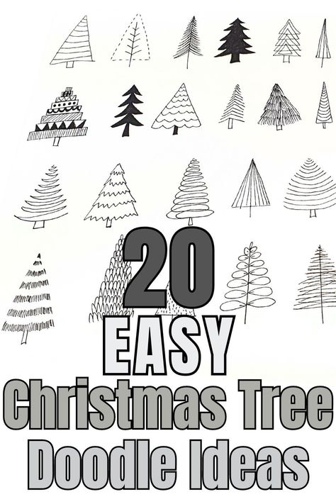 Check out these 20 Christmas tree doodle ideas you can make without knowing how to draw. Add this Christmas doodling to cards, invites, paper carfts and scrapbook pages Easy Draw Christmas Tree, Christmas Doodle Drawings, Christmas Tree Doodle Simple, Doodle Christmas Tree, How To Draw A Christmas Tree Easy, How To Draw A Christmas Tree, Christmas Tree Line Drawing, Christmas Doodling, Simple Christmas Doodles