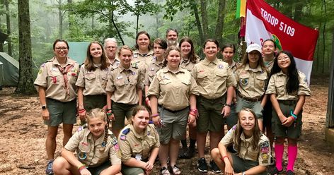 A year in the life of Troop 5109, one of the first Scouts BSA troops for girls Scout Salute, Challenge Course, Merit Badge, Mind Up, Scout Camping, West Point, Boy Scouts, These Girls, Summer Camp